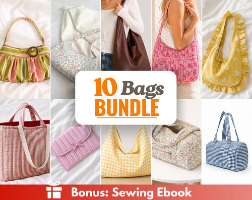 Bag Sewing Patterns Bundle | Duffle Bag Pattern | Shoulder Bag Pattern | Laptop Sleeve Pattern | Women Bag Pattern | Beginner