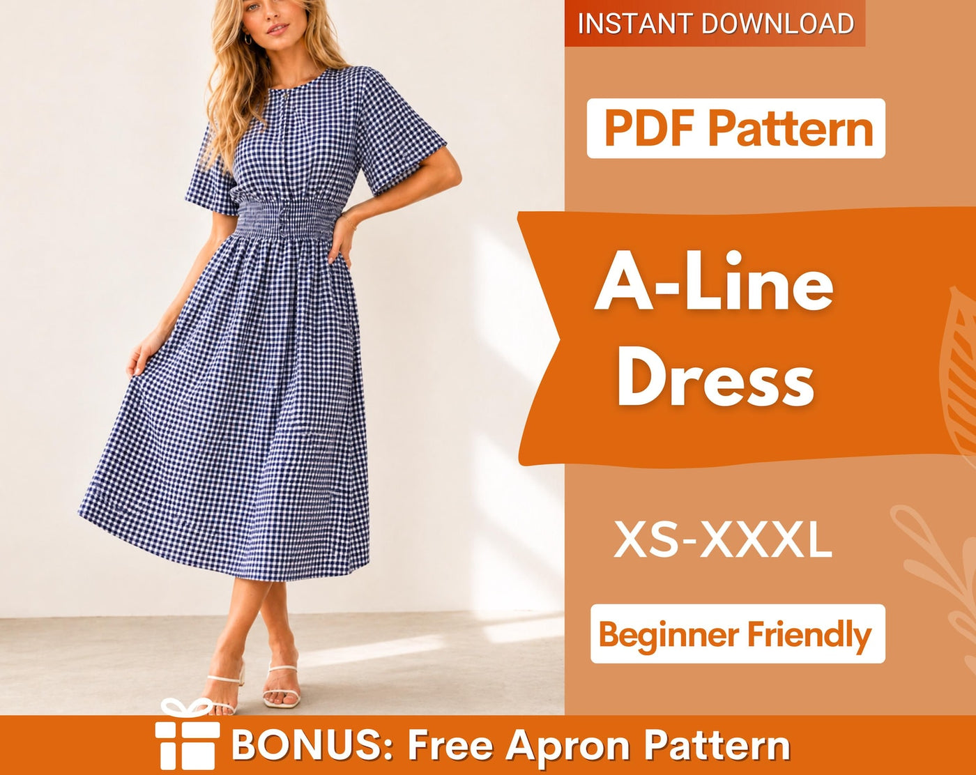 Women Dress Pattern | XS-XXXL | A-Line Dress Sewing Pattern | Summer Dress Pattern | Women Sewing Pattern | Easy Dress PDF