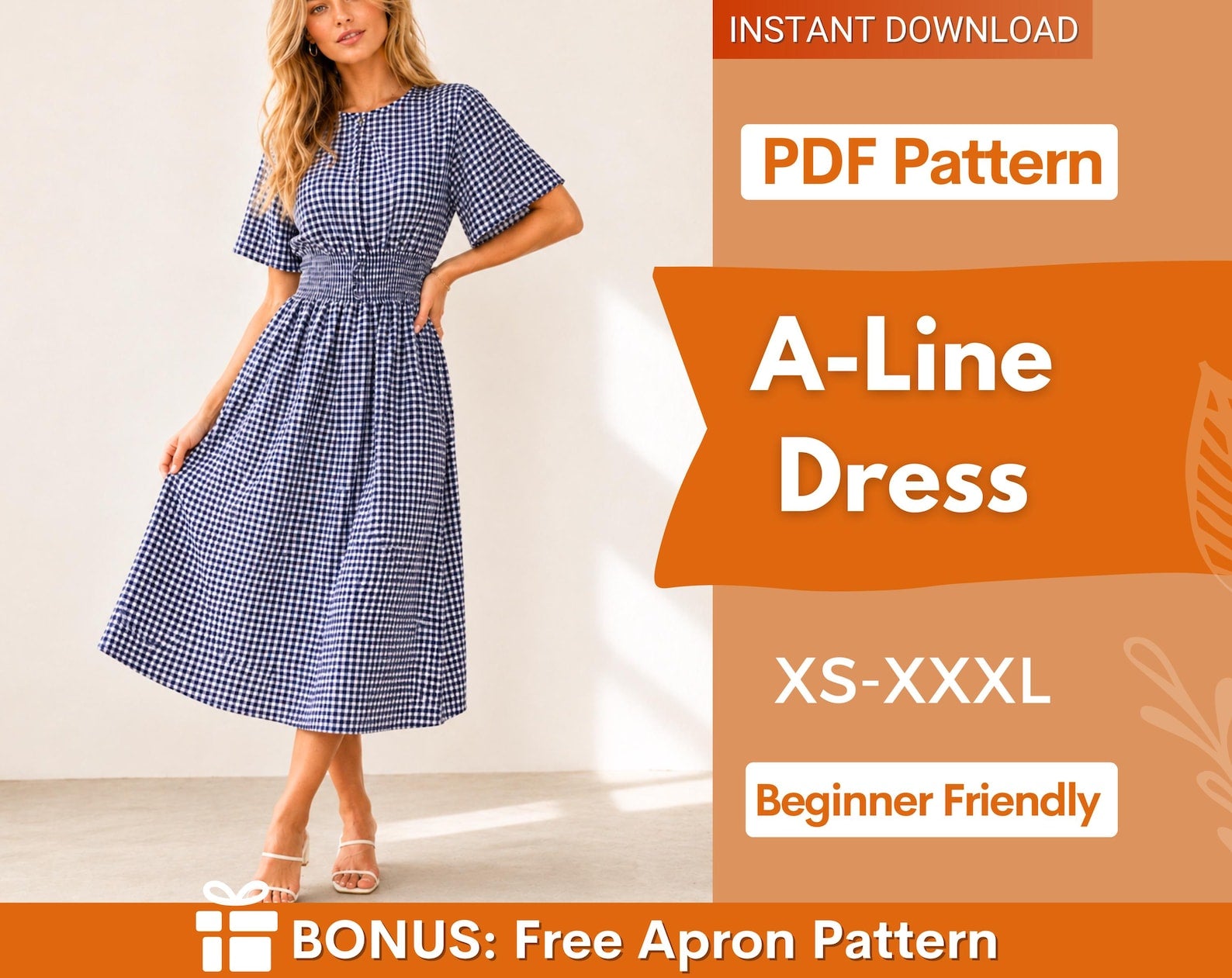 Women Dress Pattern | XS-XXXL | A-Line Dress Sewing Pattern | Summer Dress Pattern | Women Sewing Pattern | Easy Dress PDF