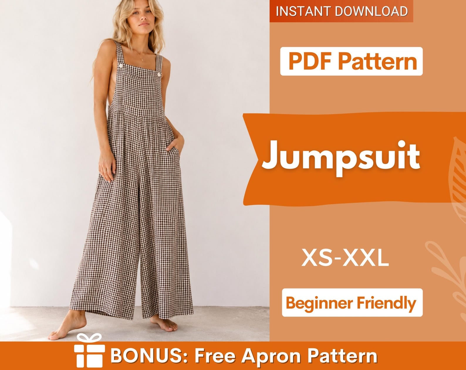 Jumpsuit Sewing Pattern for Women | Overalls pattern | Romper Pattern |Women's Jumpsuits | Dungaree Pant Loose Trouser |