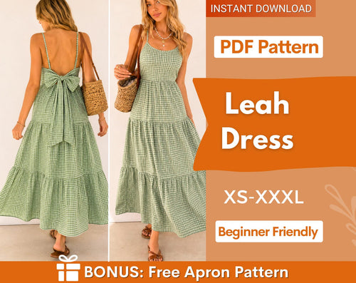 Back Tie Dress Sewing Pattern | Summer Dress | Maxi Dress Pattern | Women Dress Pattern | Sewing Patterns for Women, Dress