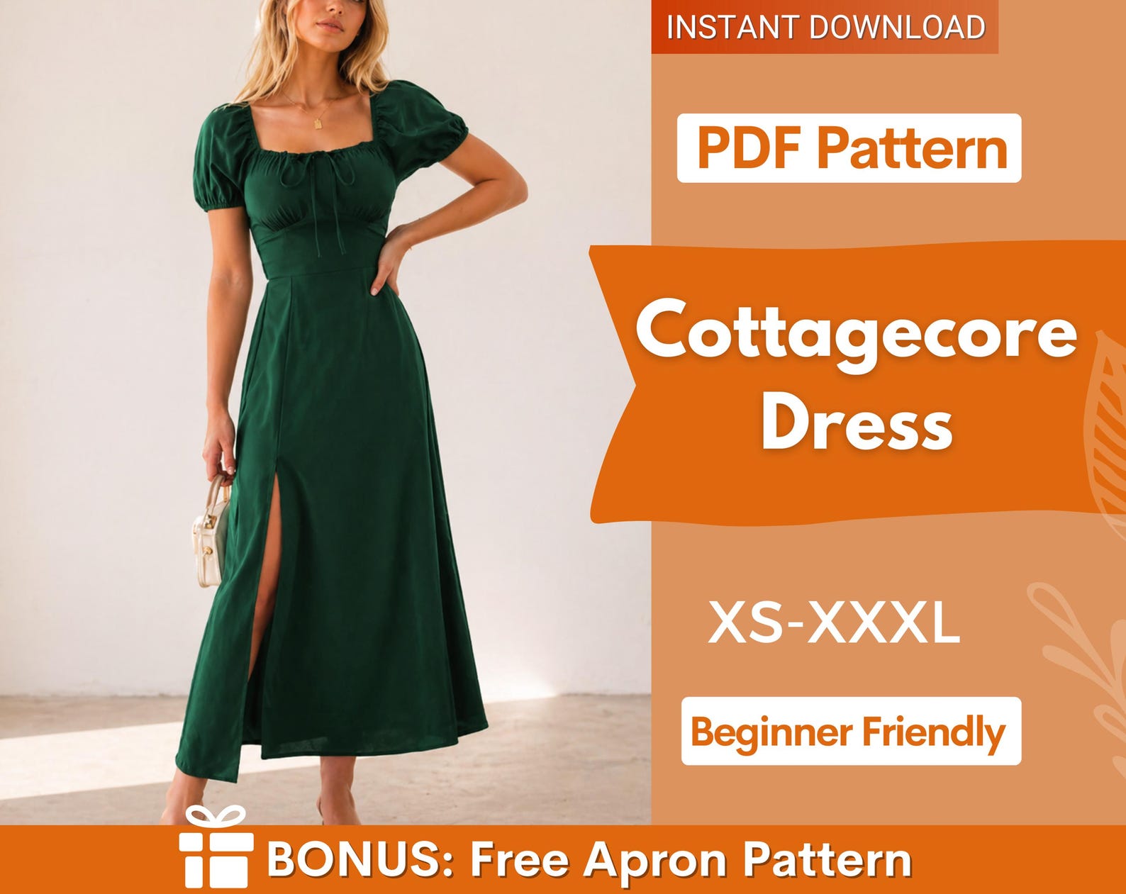 Dress Sewing Pattern for Women | Milkmaid Dress Pattern | Dress Pattern | Cottagecore Dress Pattern | Women Pattern | Maxi