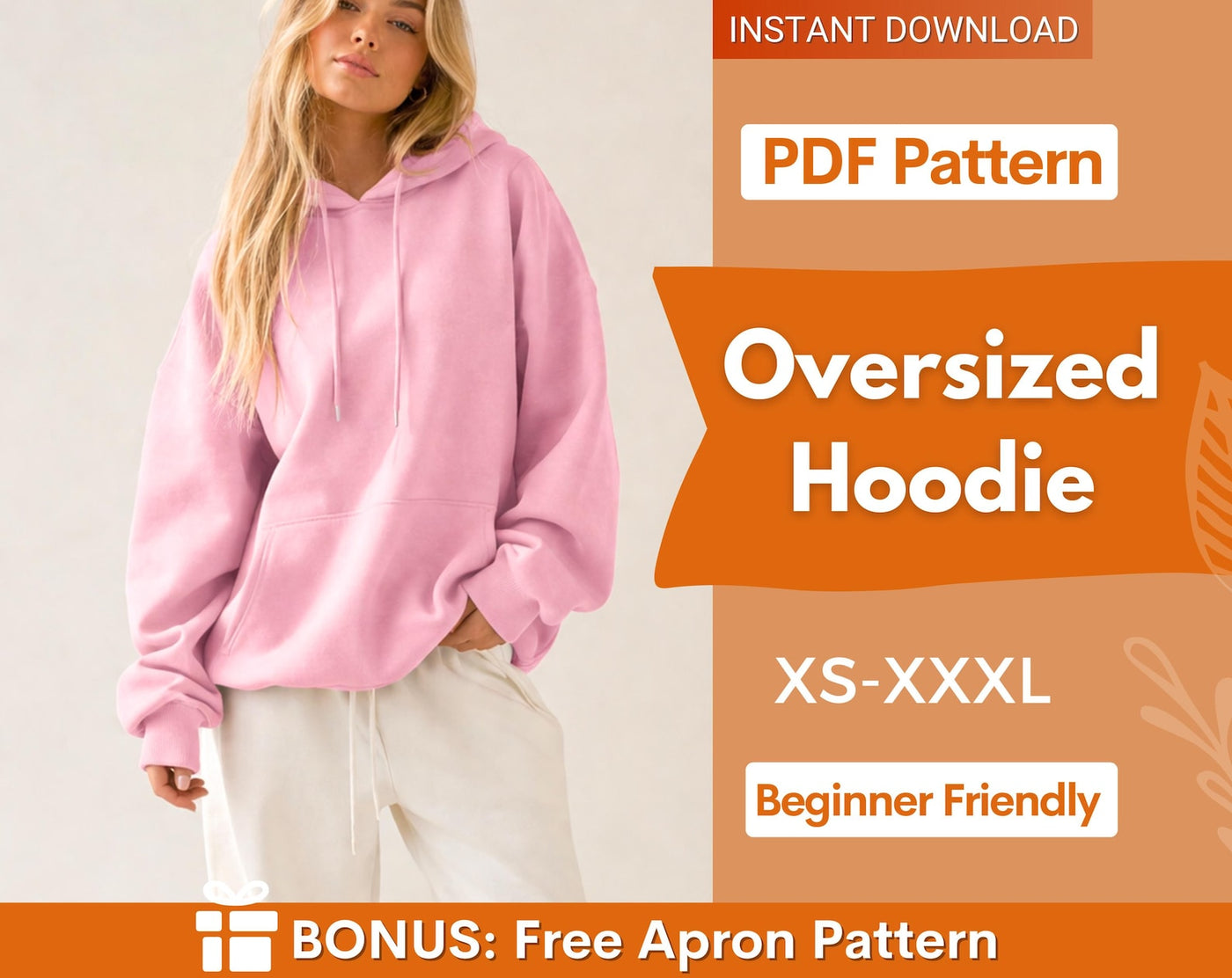 Oversize Hoodie Sewing Pattern, Women Hoodie, Hoodie Pattern, Women Sewing Pattern, Loungewear Pattern, Beginner Sewing