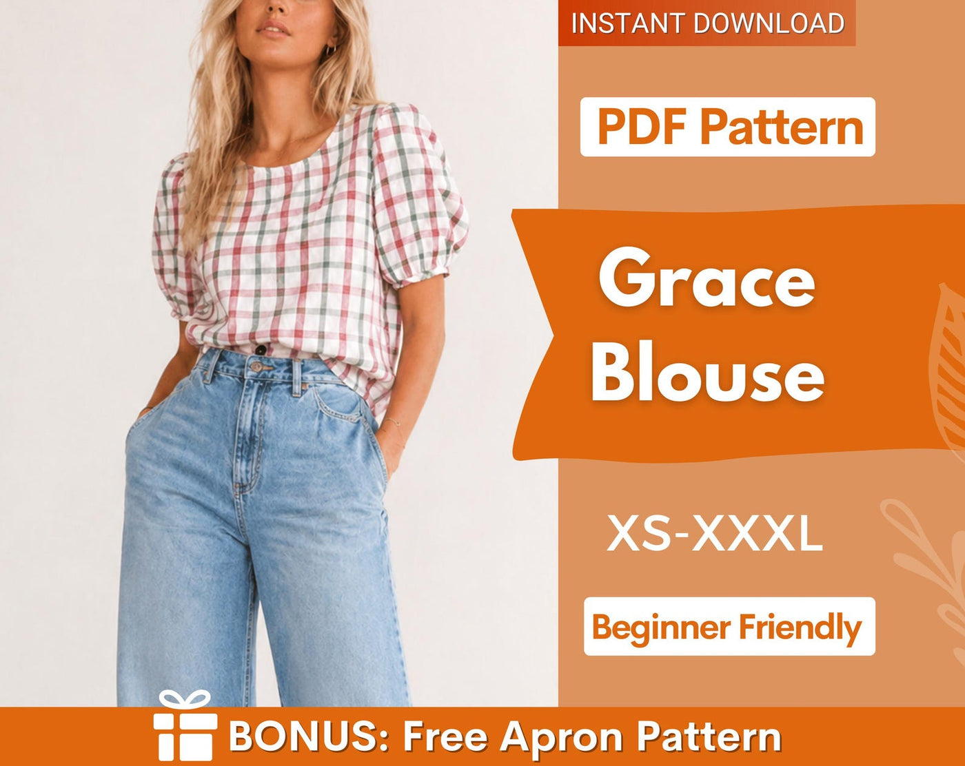 Blouse Sewing Pattern | Top Pattern | Women Sewing Pattern | Milkmaid Blouse Top Pattern | Beginner Sewing Pattern | Patterns