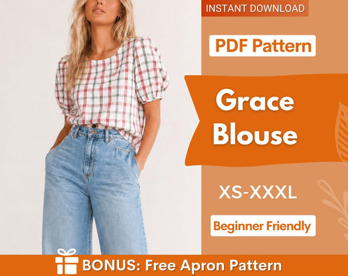 Blouse Sewing Pattern | Top Pattern | Women Sewing Pattern | Milkmaid Blouse Top Pattern | Beginner Sewing Pattern | Patterns