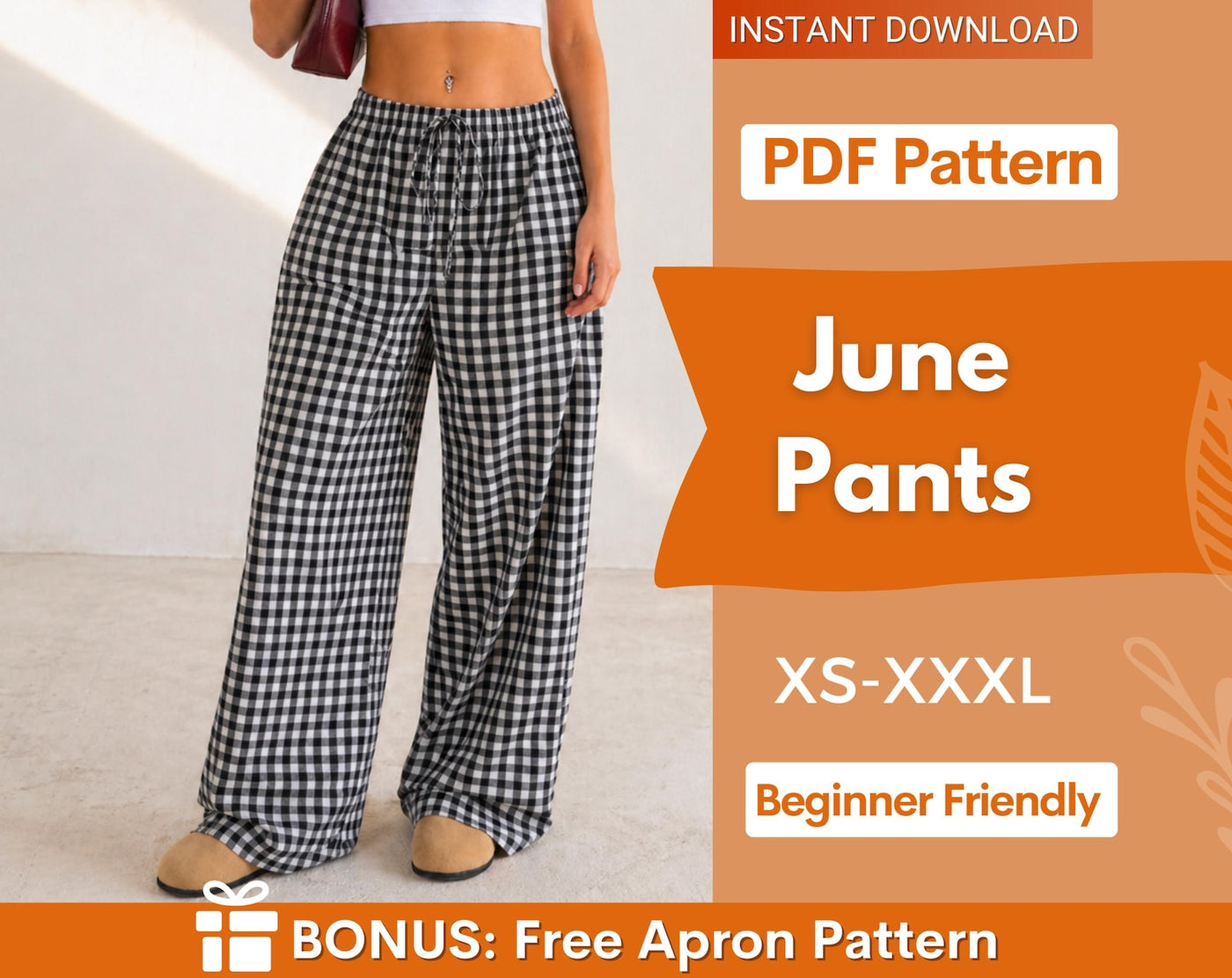 Wide Leg Pants Sewing Pattern | Women Pants Pattern | Palazzo Pants Pattern | Lounge Wear Pattern| Elastic Waistband Pants