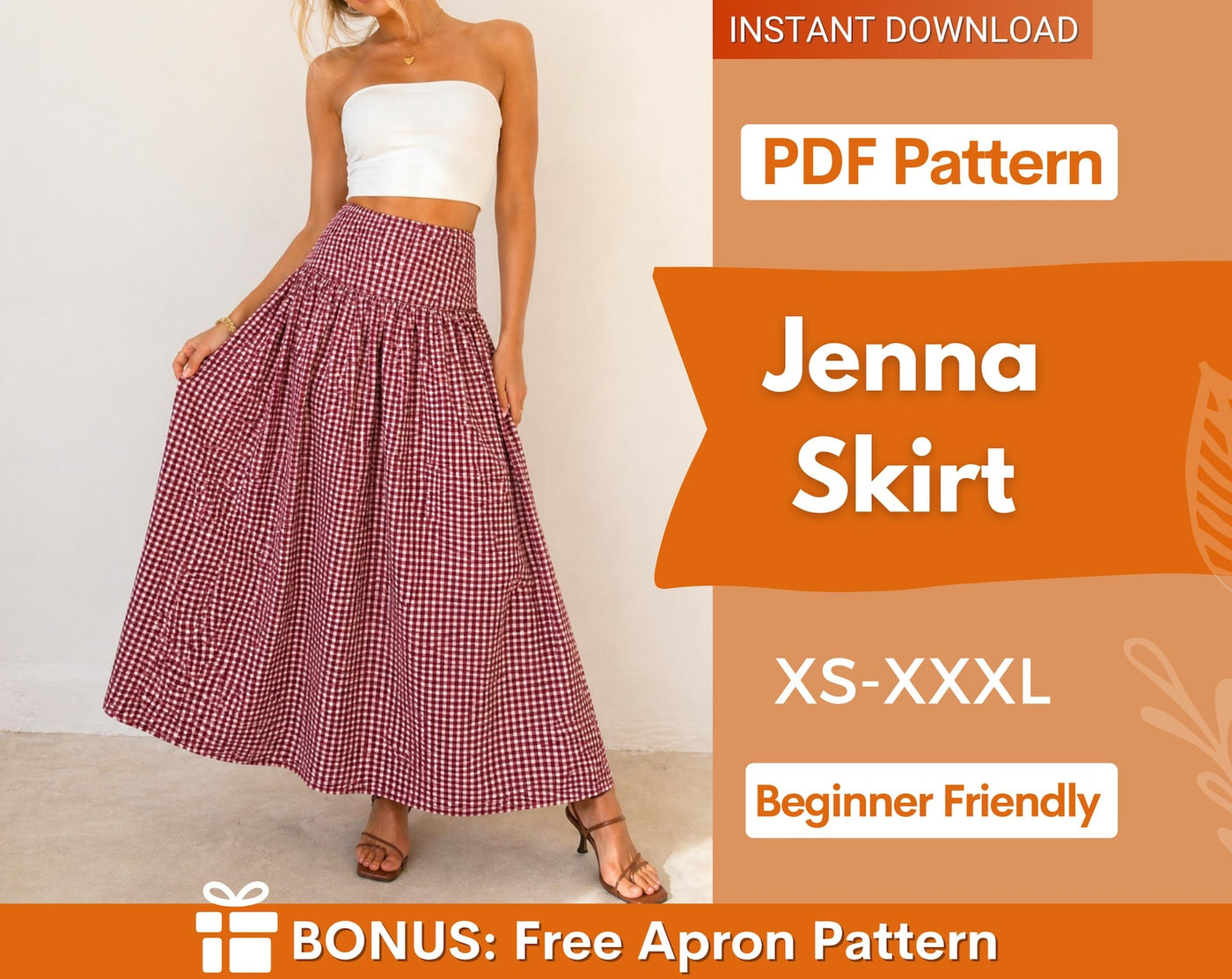 Jenna Skirt Sewing Pattern | Maxi Skirt Pattern | High Waist Skirt Pattern | Sewing Patterns, Women Sewing Pattern, Skirt