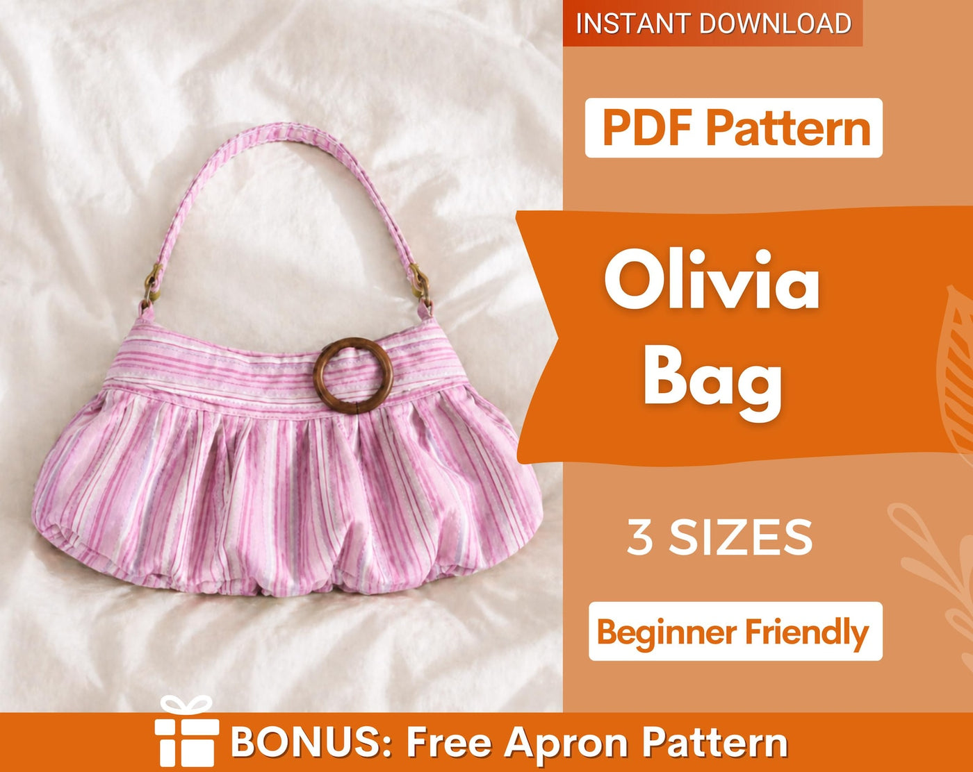 Pleated Bag Pattern | Hobo Bag Sewing Pattern | Purse Sewing Pattern | Shoulder Bag | Women Bag Pattern | Beginner Bag