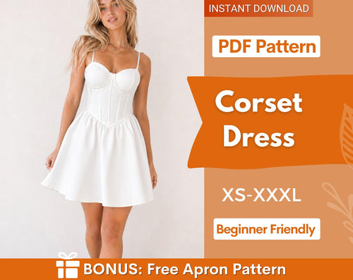 Bustier Dress Sewing Pattern | Corset Dress Pattern | Women Pattern | Dress Sewing Pattern for Women | Renaissance Dress |