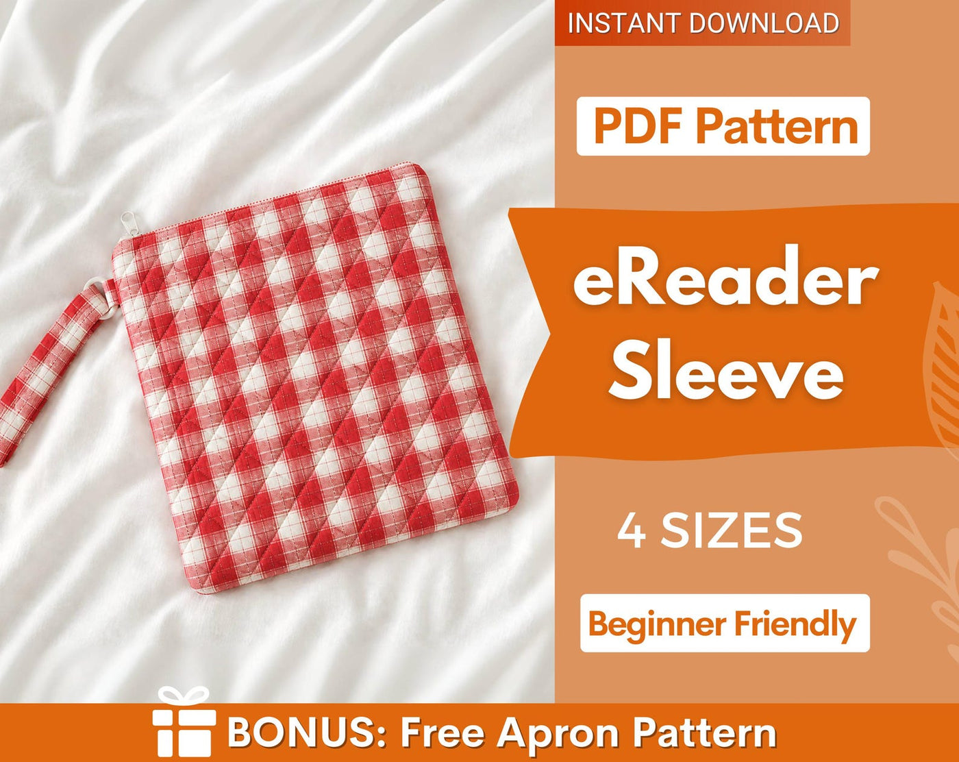 eReader Sleeve Sewing Pattern | 4 Sizes | eBook Sleeve Pattern | Book Case Pattern | Book Sleeve Pattern | Quilted book