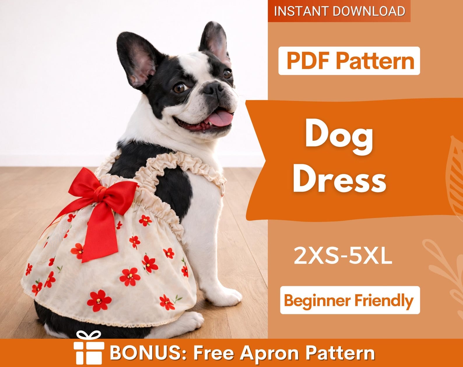 Dog Dress Sewing Pattern, XXS-5XL, Sewing pattern for Pets, Sewing Pattern Dog, Dress Pattern Dog, Pet Pattern, Dog Dress