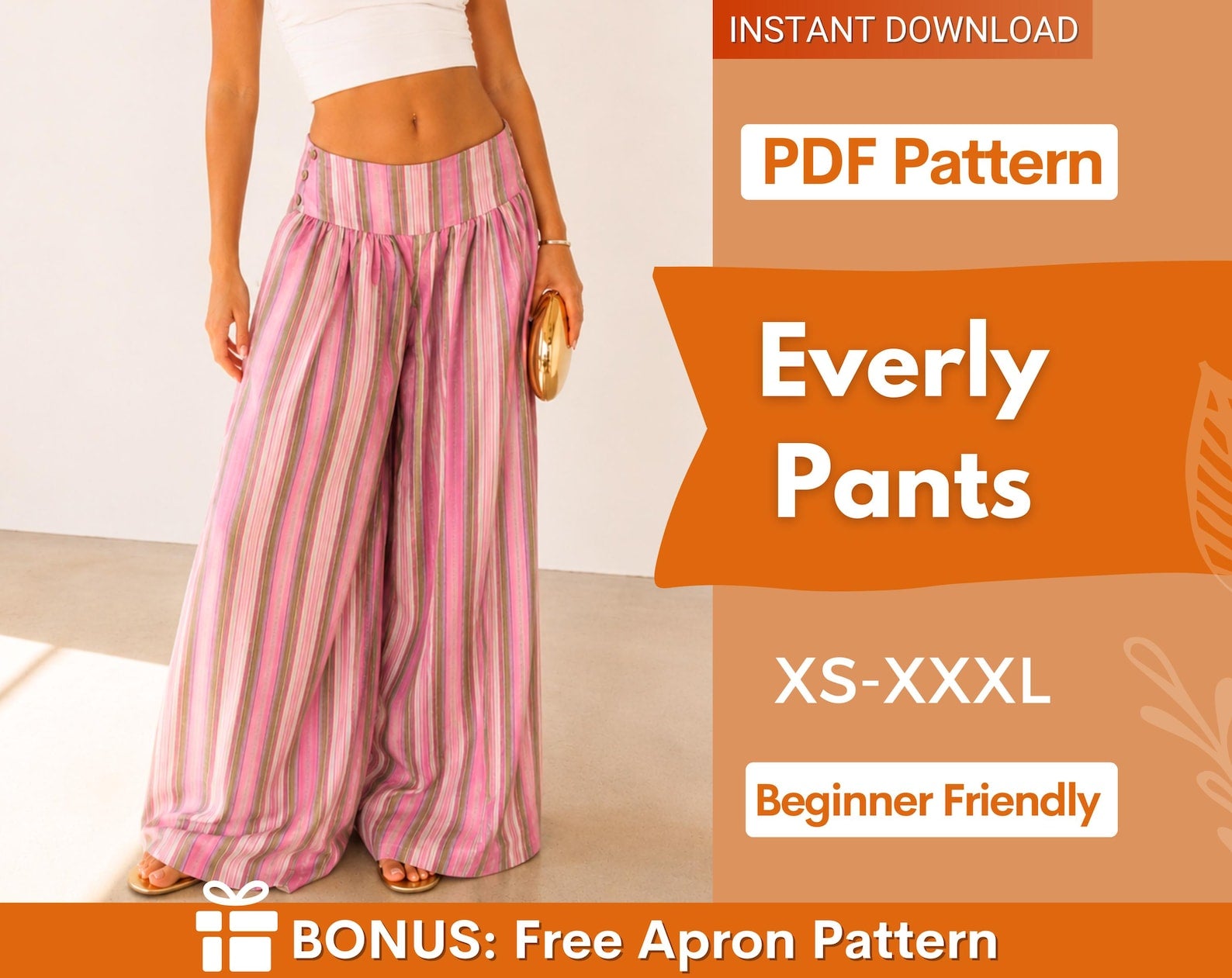 Everly Wide Leg Pants Pattern for Women | Palazzo Pants Sewing Pattern for Women | Pants Pattern | Women Sewing Pattern |