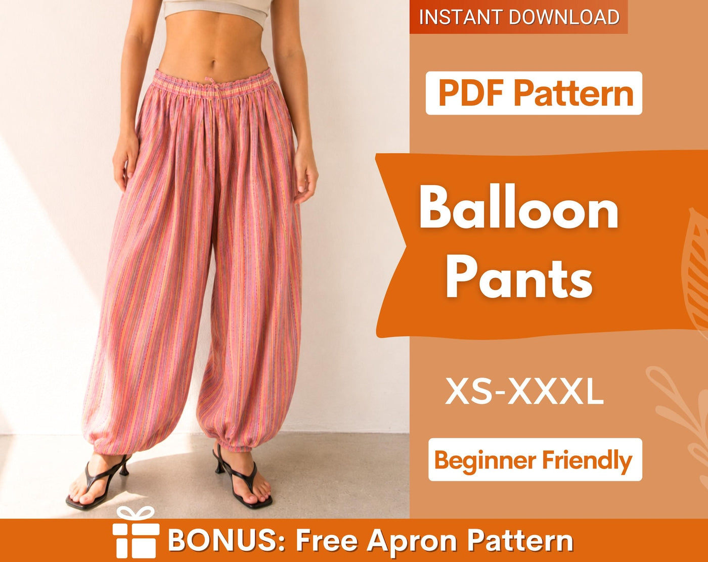Balloon Pants Pattern, Barrel Leg Pants, Wide Leg Pants Sewig Pattern, Women Sewing Pattern Pants, Baggy Pants Pattern, Harem