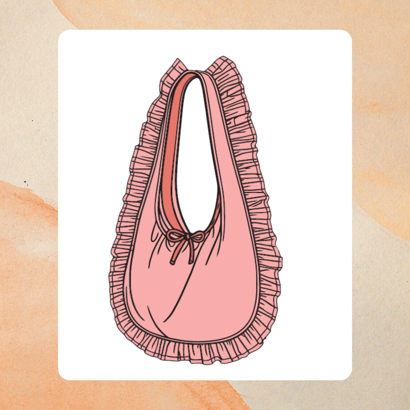 Hobo Bag with Ruffles Sewing Pattern | Shoulder Bag Pattern | Crescent Bag with Ruffled Sewing Pattern, Women Bag Pattern
