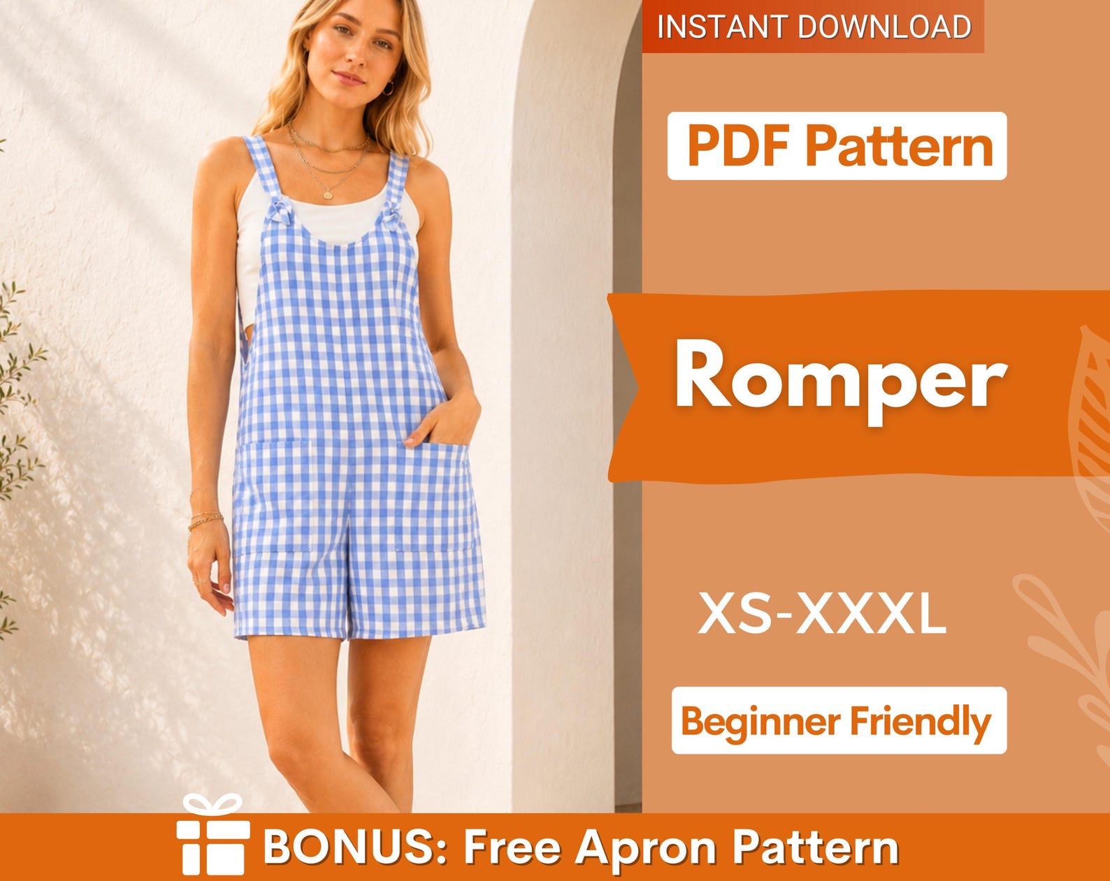 Comfy Romper Pattern | XS-XXXL | Romper Pattern | Summer Dress Pattern | Overalls Sewing pattern | Women Beginner Pattern