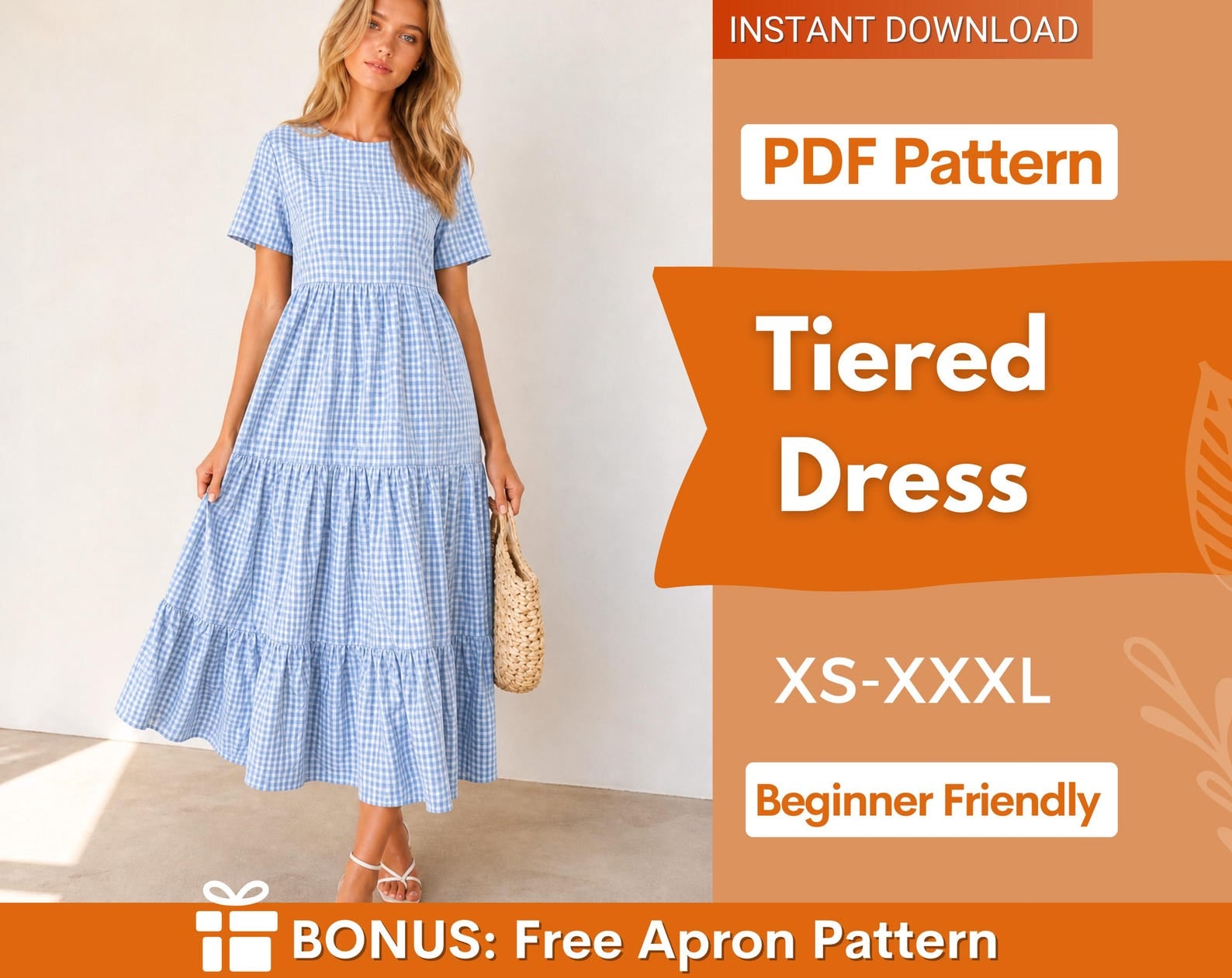Maxi Dress Sewing Pattern | Dress Pattern | Sewing Patterns | Women Patterns | Summer Dress | Tiered Dress | Dress with