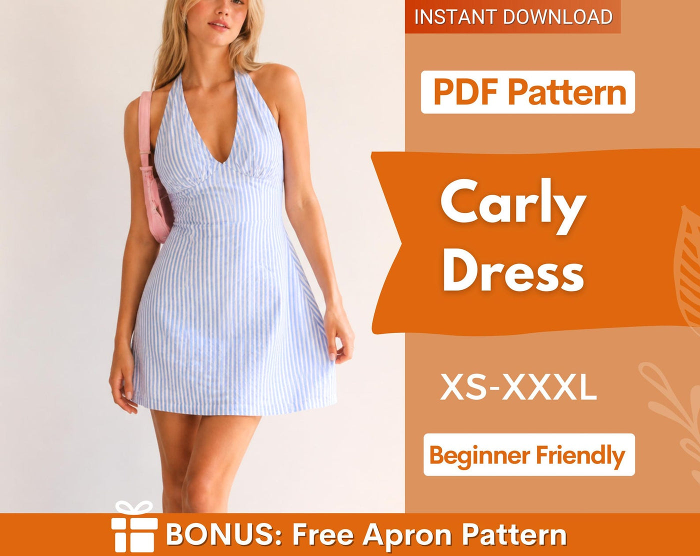 Mini Dress Pattern | Halter Neck Dress Pattern | Summer Dress Sewing Pattern | Women Pattern | Dress Women | Halter Dress |