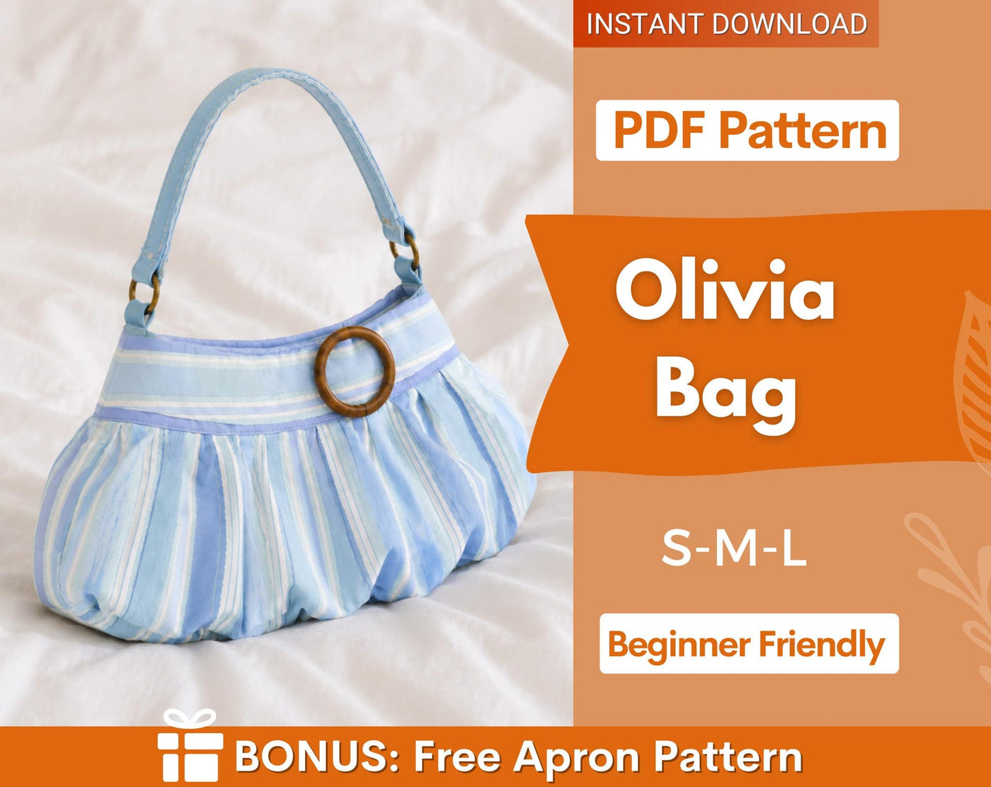 Olivia Bag Sewing Pattern | Hobo Bag Sewing Pattern | Pleated Sewing Pattern | Shoulder Bag | Harbour Bag Pattern | Beginner