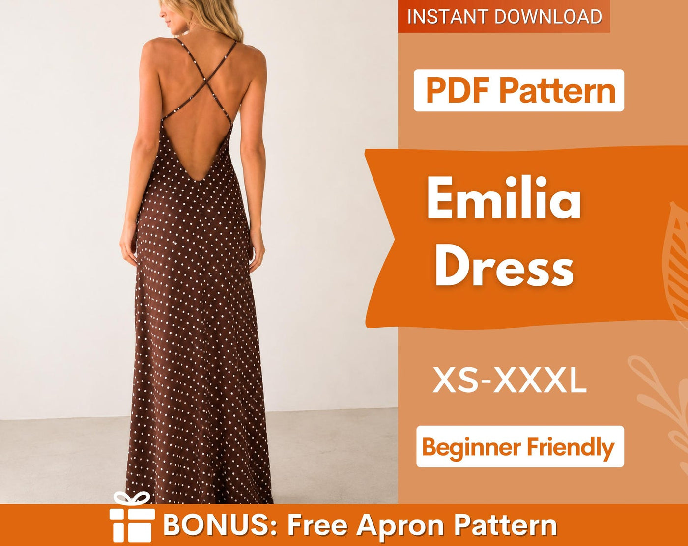 Maxi Dress Sewing Pattern | Women Dress Pattern | Dress for Women | Sewing Patterns | Women Patterns | Prom Dress | Open Back