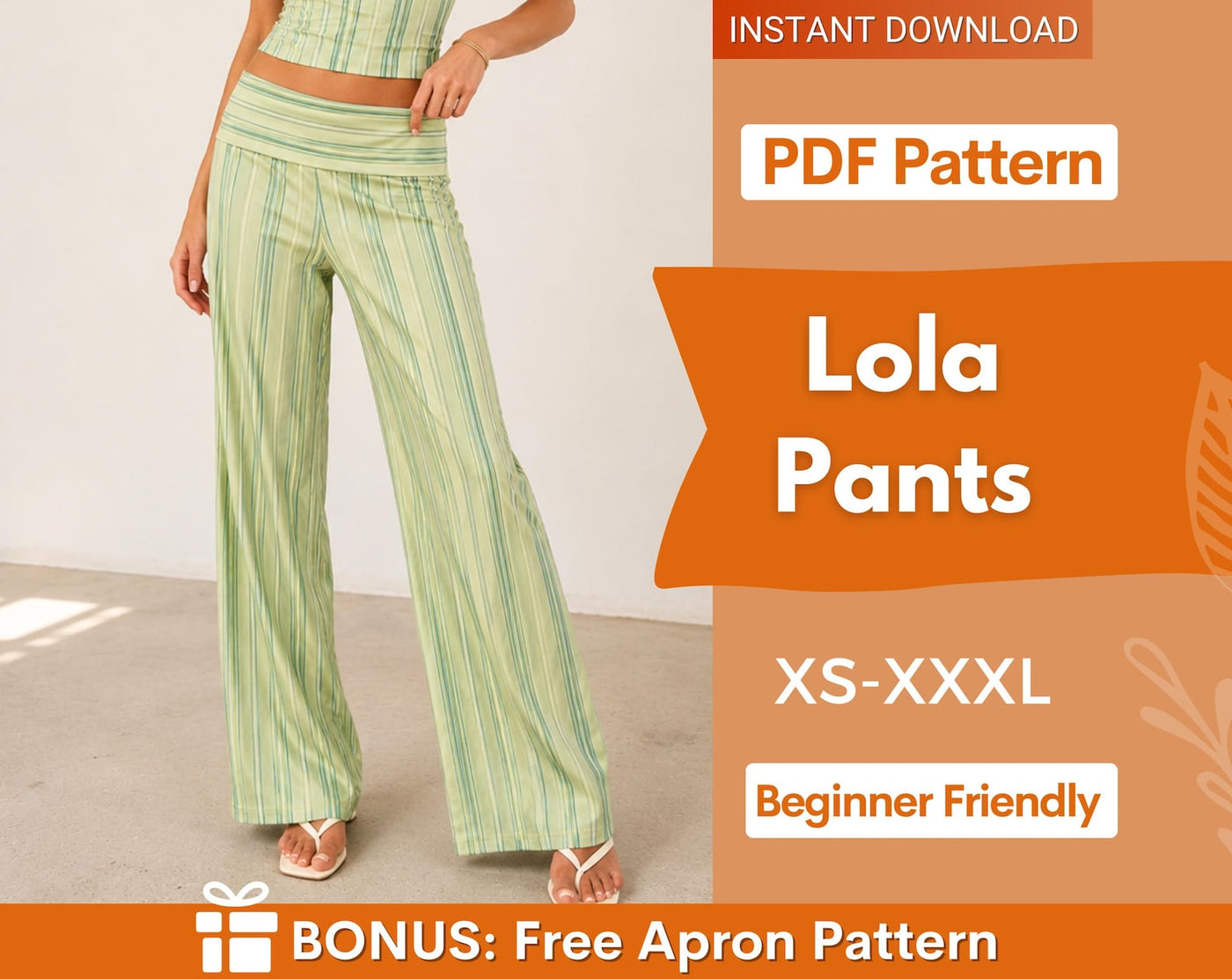 Y2K Pants Sewing Pattern | XS-XXXL | Trendy Pants | Pants Sewing Pattern | Straight Leg Pants | Low Waist Pants Women Sewing