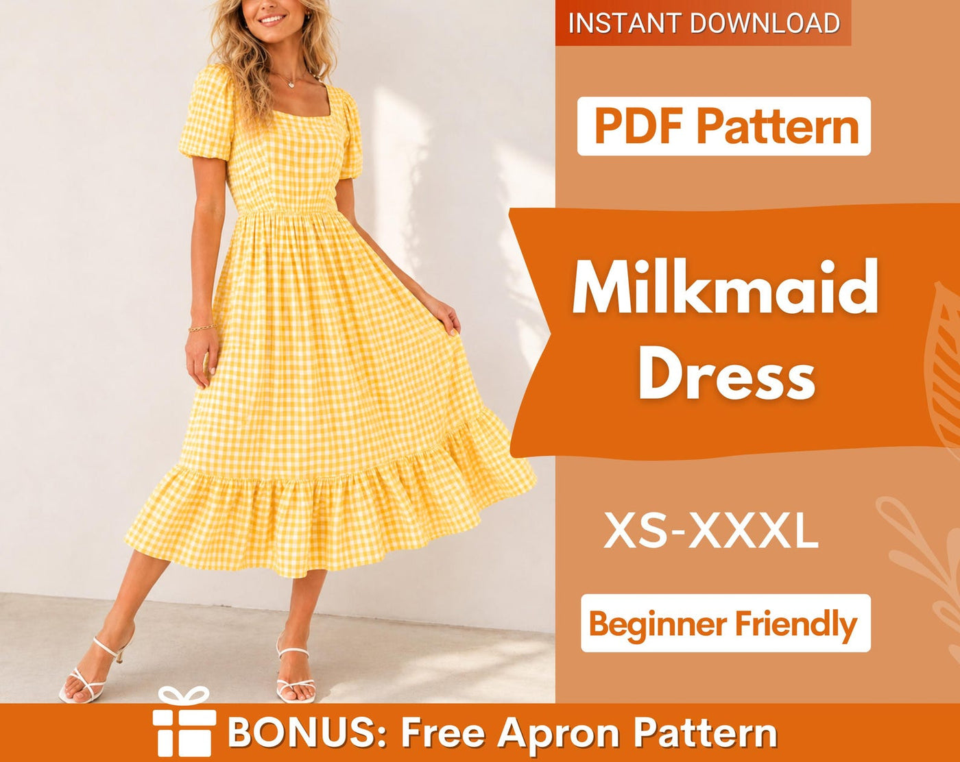 Summer Dress Sewing Pattern | XS-XXXL | Dress Pattern | Cottagecore Dress Pattern | Prom Dress Pattern | Women Sewing Pattern