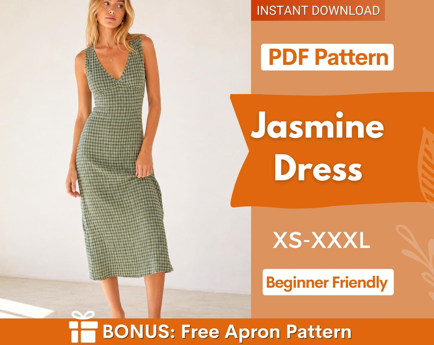 Jasmine Dress Sewing Pattern | Women Dress Pattern | Dress for Women | Sewing Patterns | Women Patterns | Summer Dress