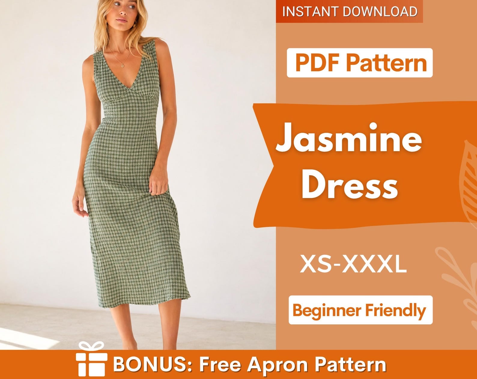 Jasmine Dress Sewing Pattern | Women Dress Pattern | Dress for Women | Sewing Patterns | Women Patterns | Summer Dress