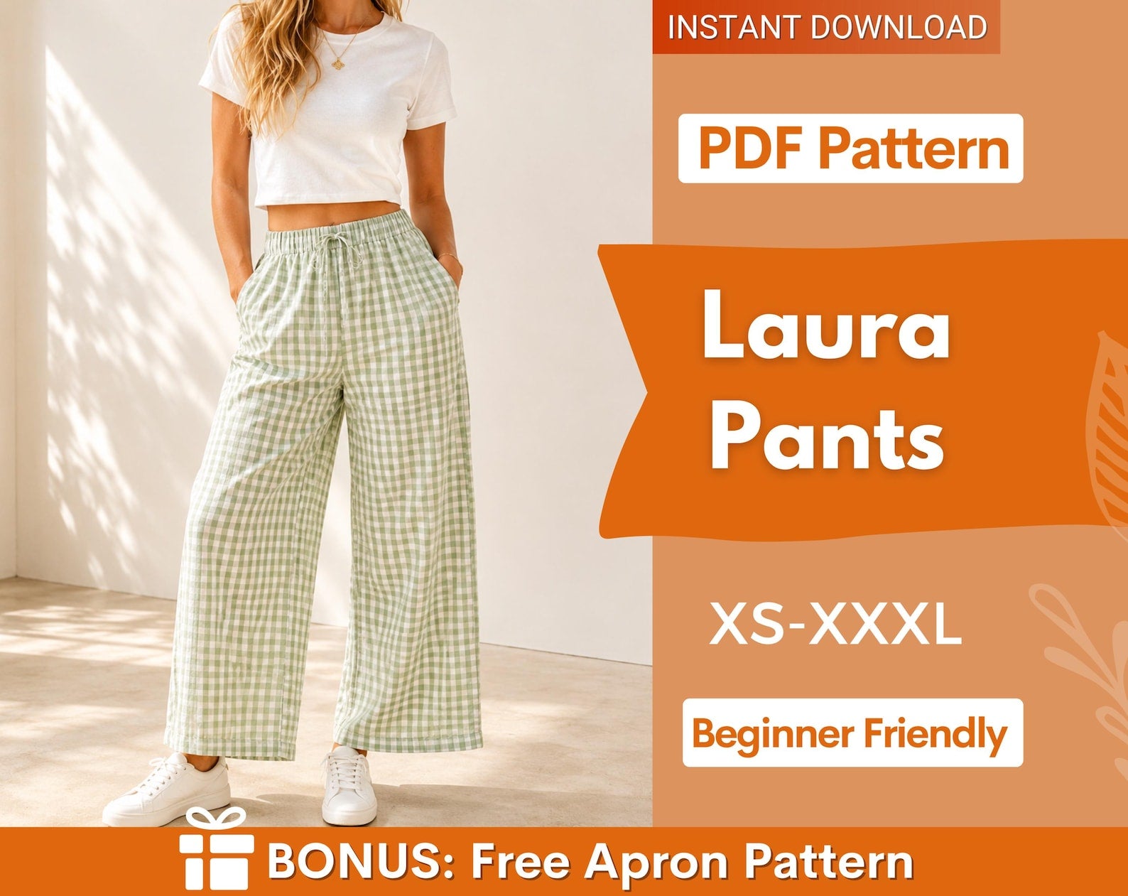 Laura Pants Sewing Pattern for Women | Wide Leg Pants Pattern | Capri Pants Pattern | Sewing Patterns | Women Pattern |