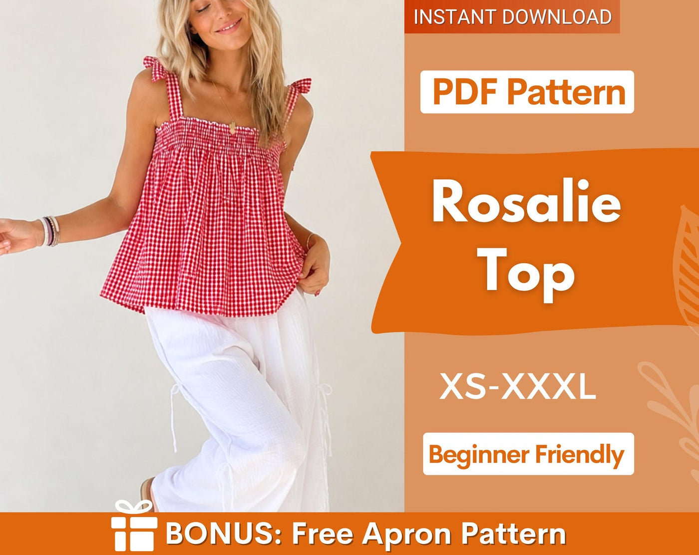Rosalie Top Sewing Pattern, Women Sewing Pattern, Summer Top Pattern, Shoulder Tie Top Pattern, Blouse Pattern Women, Shirred