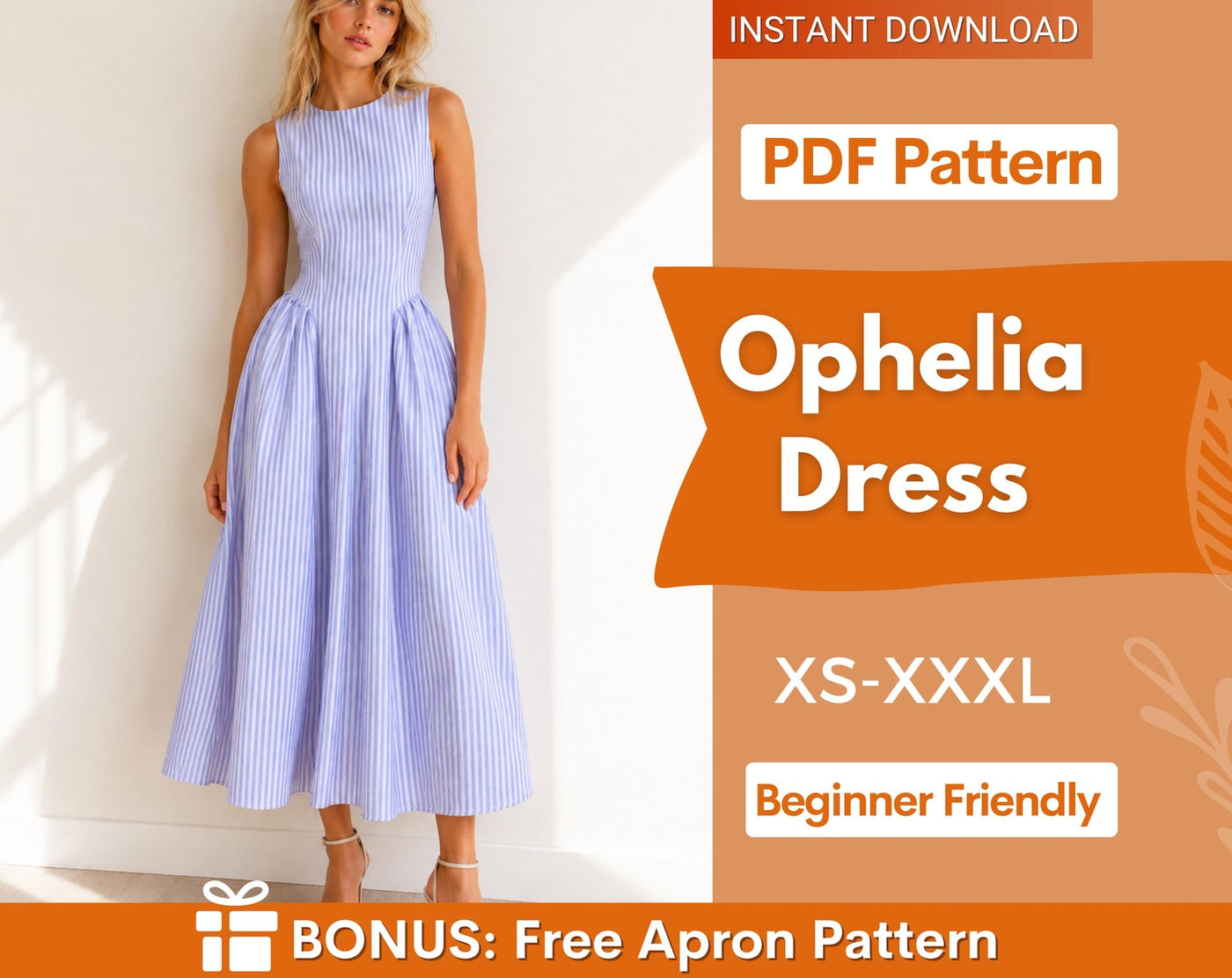 Ophelia Dress Sewing Pattern | Boat Neck Dress Pattern | Fitted Dress Pattern | Sewing Patterns | Women Patterns | Summer