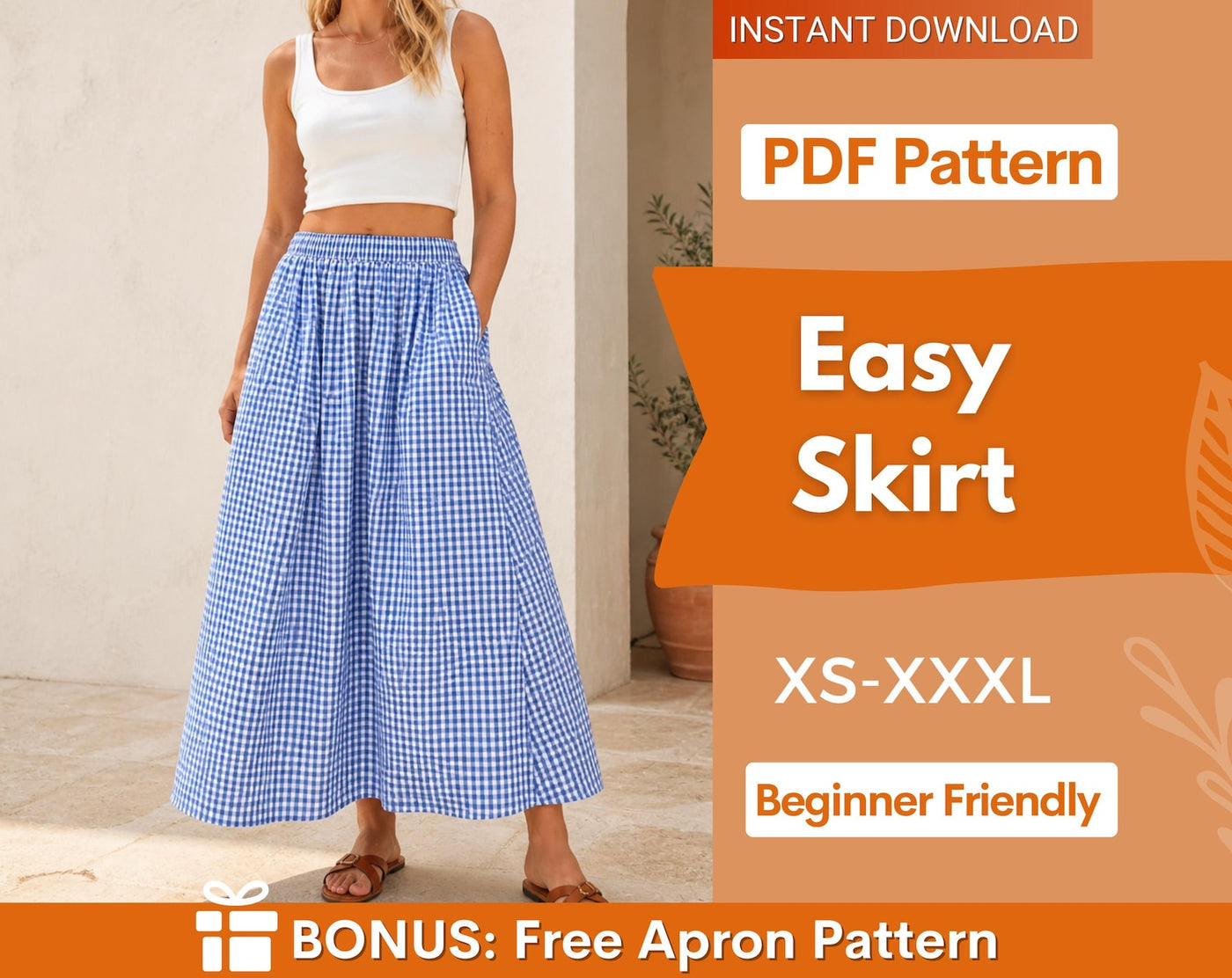 Skirt with Pockets Sewing Pattern | Maxi Skirt Pattern | Women Skirt Pattern | Sewing Patterns | Women Sewing Pattern, Skirt