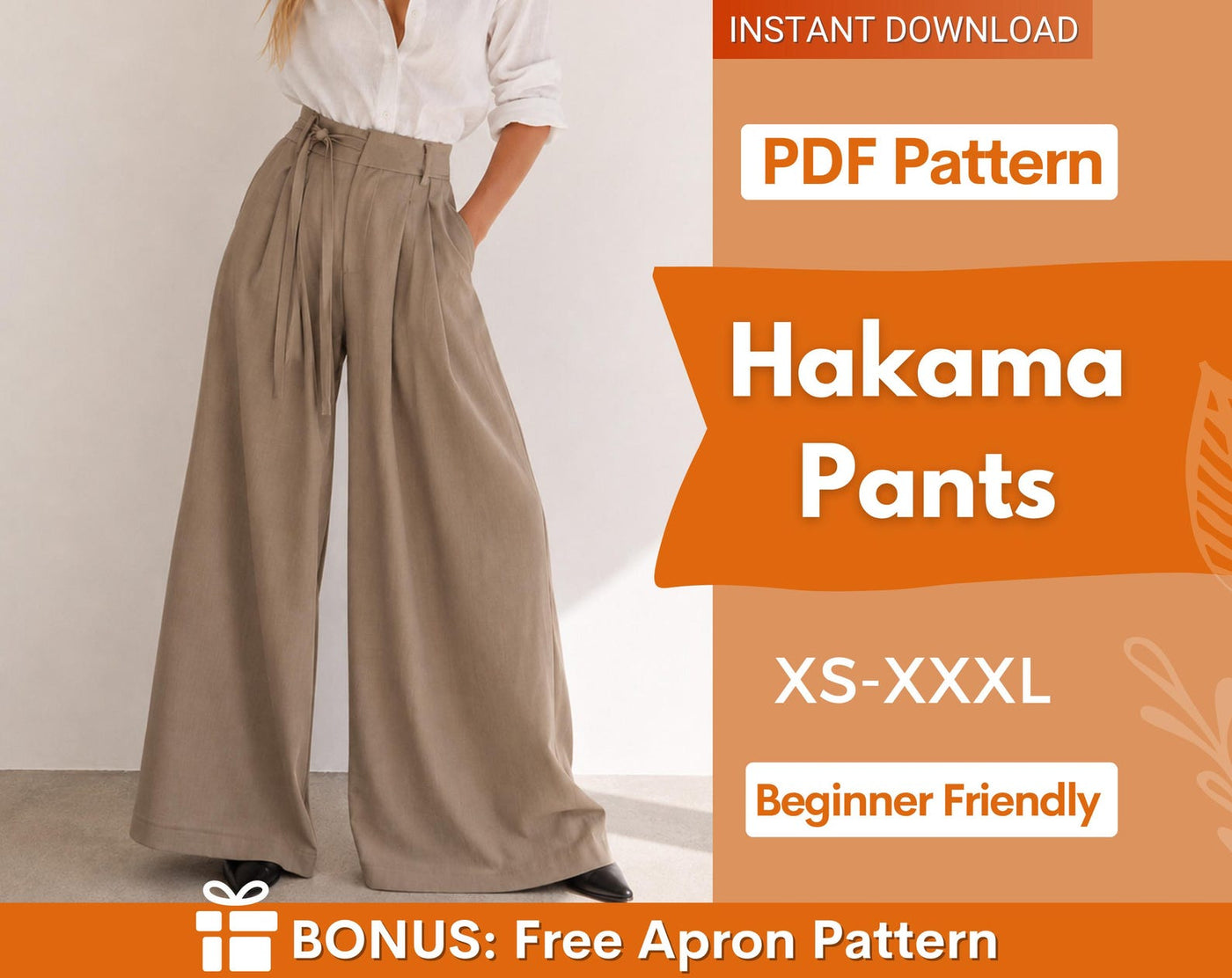 Hakama Pants Sewing Pattern | Japanese Pants Pattern | Women Pants Pattern | Sewing Pattern for Women | Trousers Pattern |