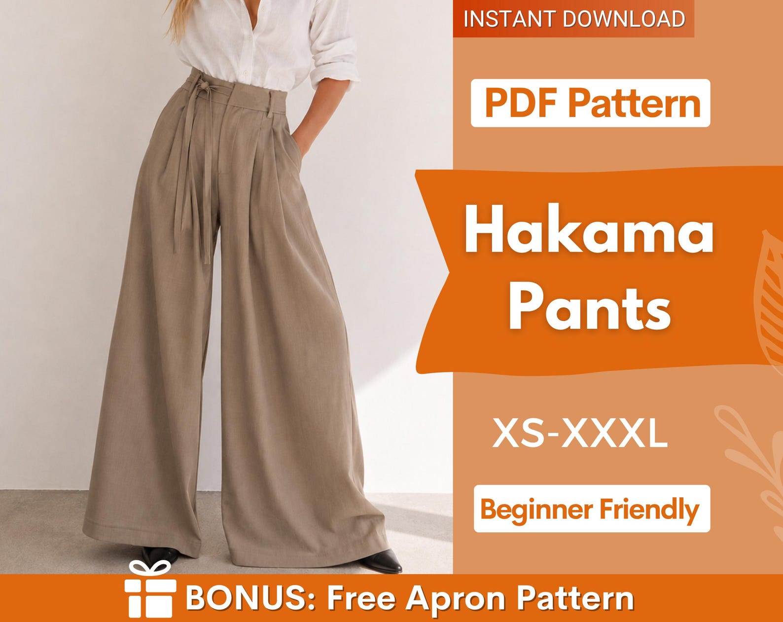 Hakama Pants Sewing Pattern | Japanese Pants Pattern | Women Pants Pattern | Sewing Pattern for Women | Trousers Pattern |