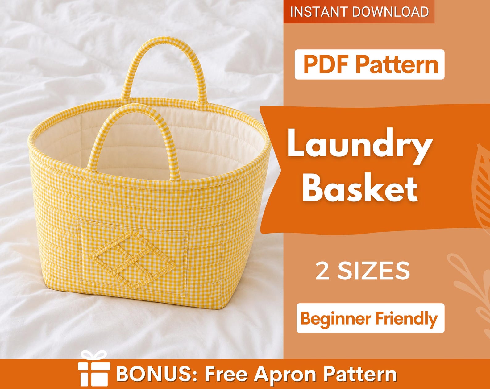 Laundry Basket Sewing Pattern | Storage Bag Pattern | Box Sewing Pattern | Large Bag Pattern | Beginner Bag Pattern