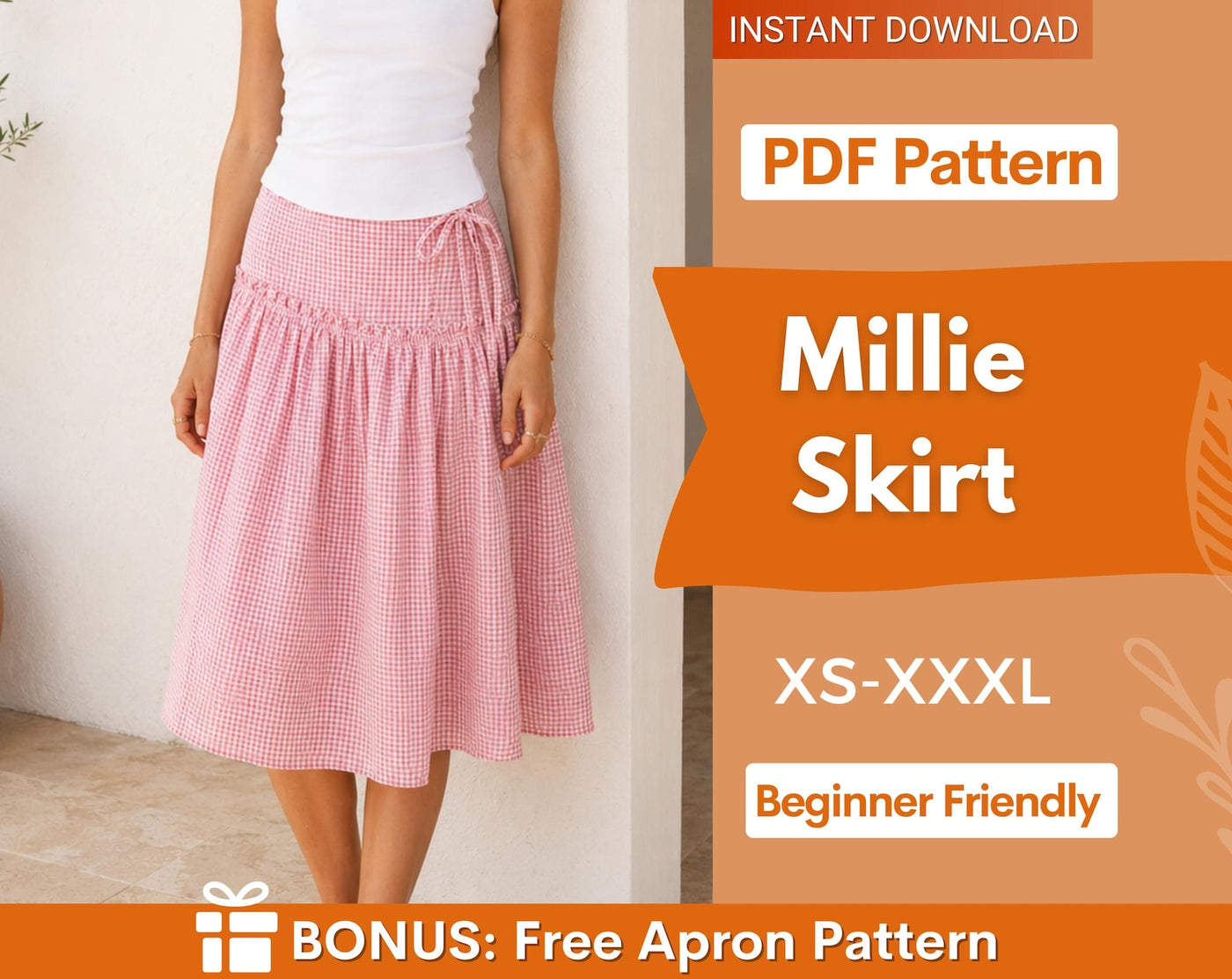 Midi Skirt Sewing Pattern | Skirt Pattern | Women Skirt Pattern | Sewing Patterns | Women Sewing Pattern, Side Tie Skirt