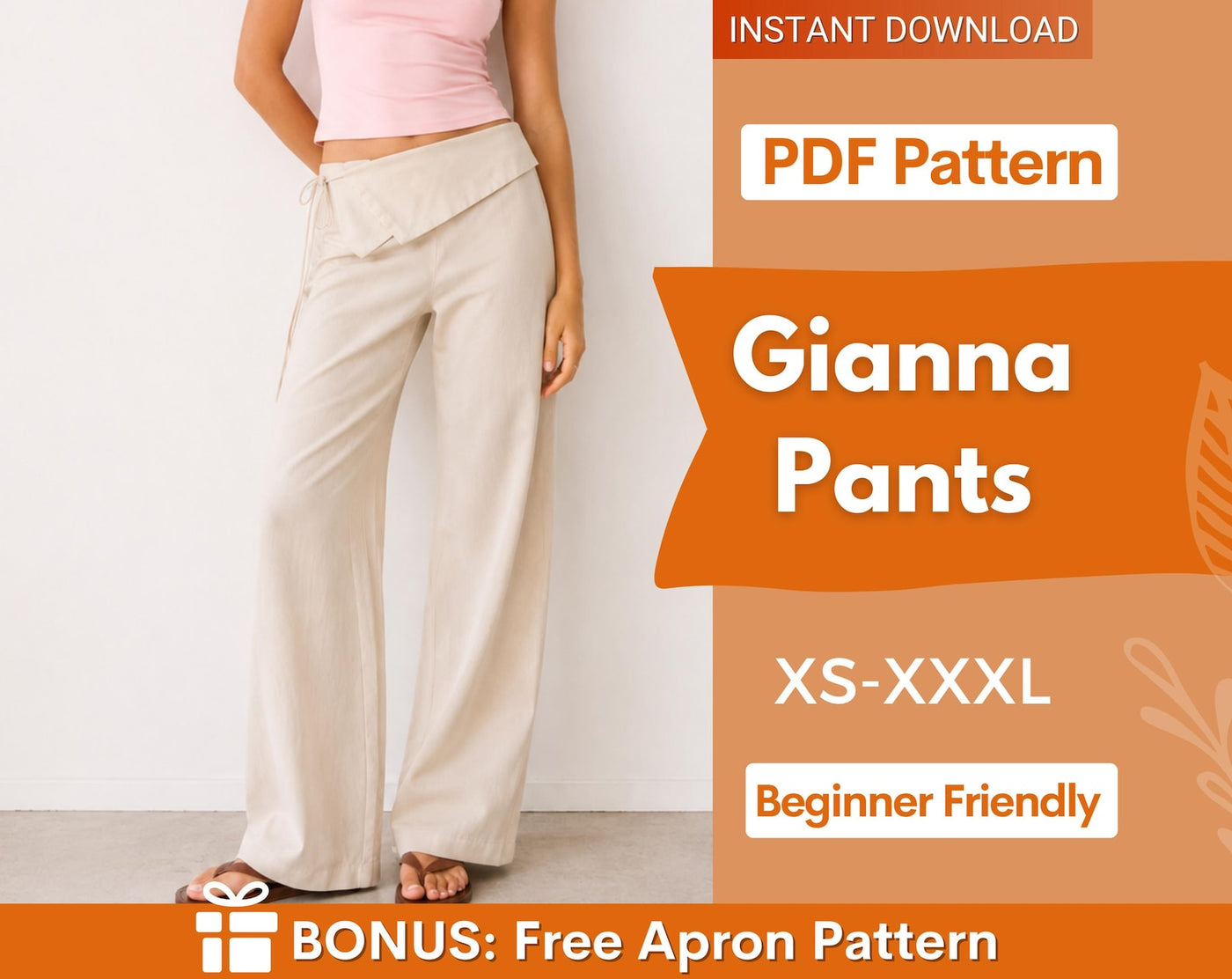 Women Pants Sewing Pattern | XS-XXXL | Straight Pants | Pants Sewing Pattern | Low Waist Pants Women Sewing Pattern | Y2K