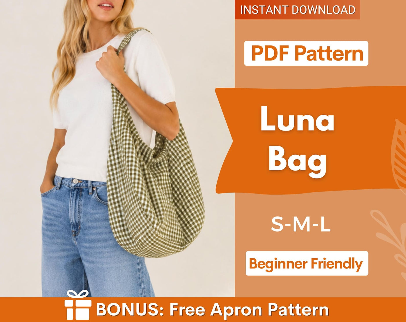 Luna Bag Pattern | Shoulder Bag Pattern | Crescent Bag Sewing Pattern | Boho Bag | Women Bag Pattern | Beginner Bag Pattern |