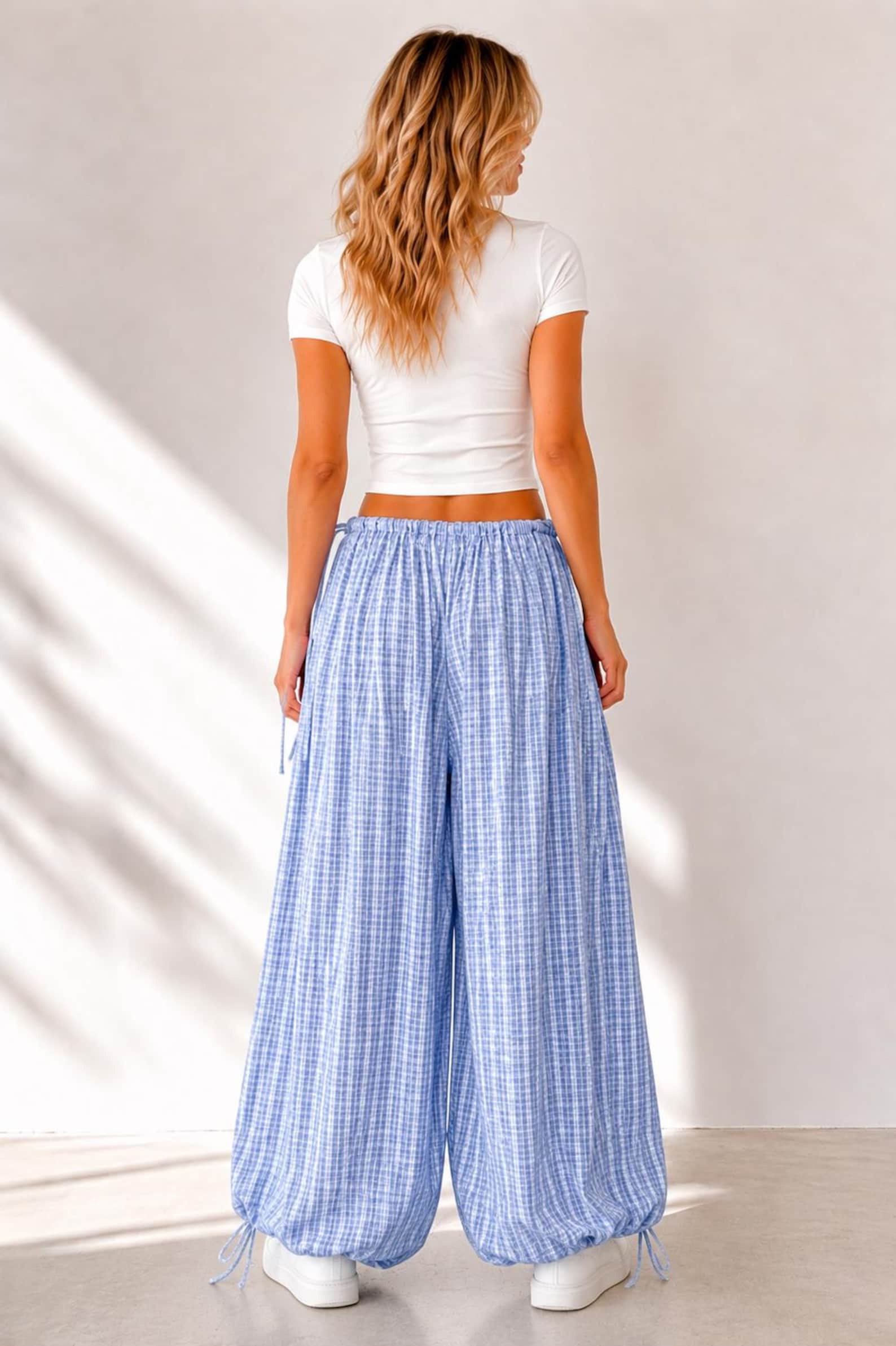 Side Tie Adjustable Pants Sewing Pattern, Barrel Leg Pants, Wide Leg Pants Sewig Pattern, Women Sewing Pattern Pants, Baggy