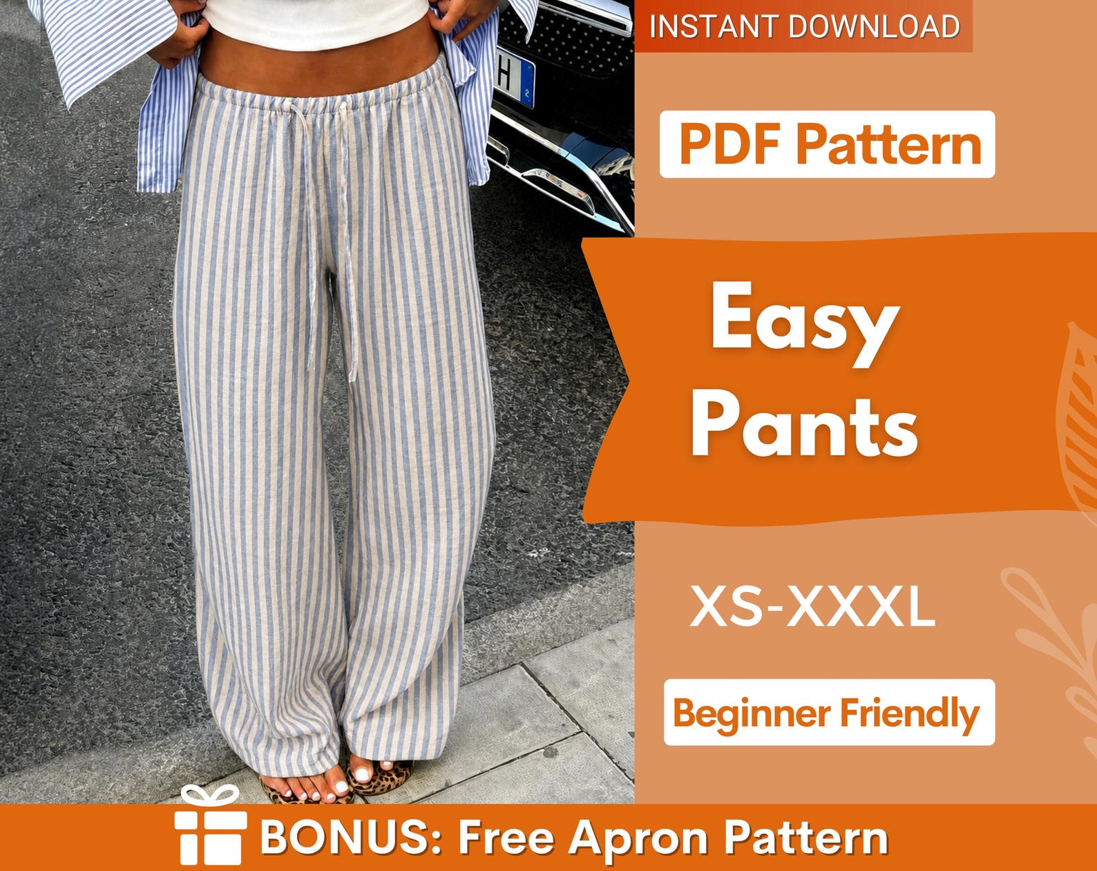 Summer Pants Pattern | Women Pants | Sewing Pattern Women | Elastic Waistband Pants | Beginner Sewing Pattern