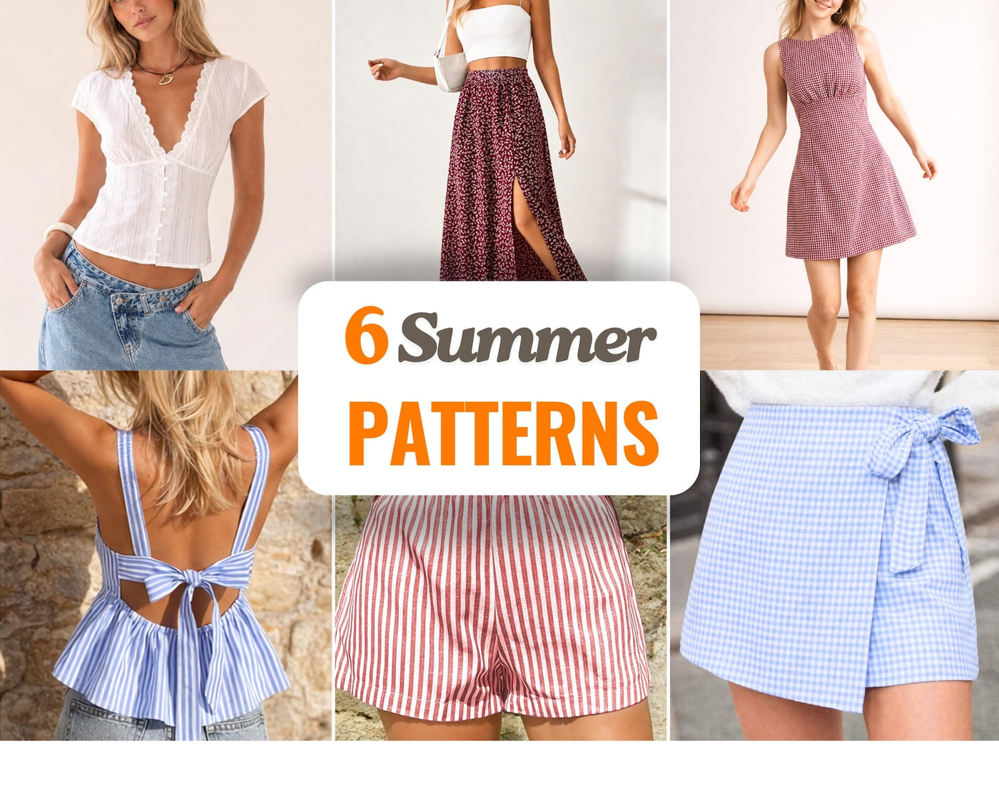 Summer Sewing Patterns Bundle | Women Patterns | Beginner Patterns | Dress Pattern | Pants Patterns | Skirt Pattern | Shorts