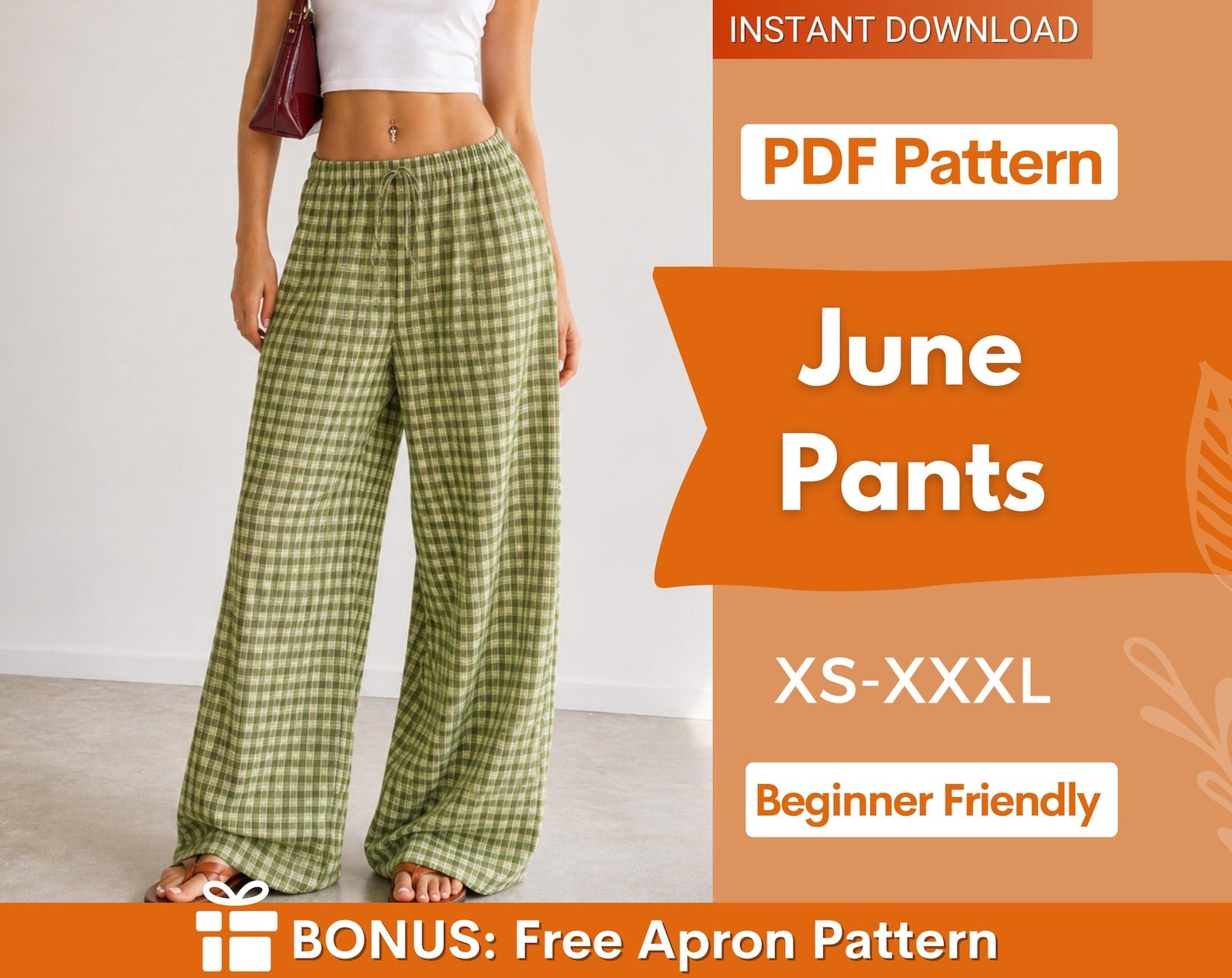 June Pants Pattern | Palazzo Pants Sewing Pattern for Women | Pants Pattern | Women Sewing Pattern | Women Palazzo Pants