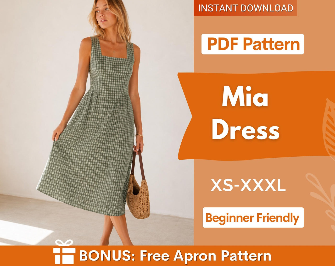 Summer Dress Sewing Pattern | Square Neck Dress Pattern | Dress Pattern | Sewing Patterns | Women Patterns | Summer Dress