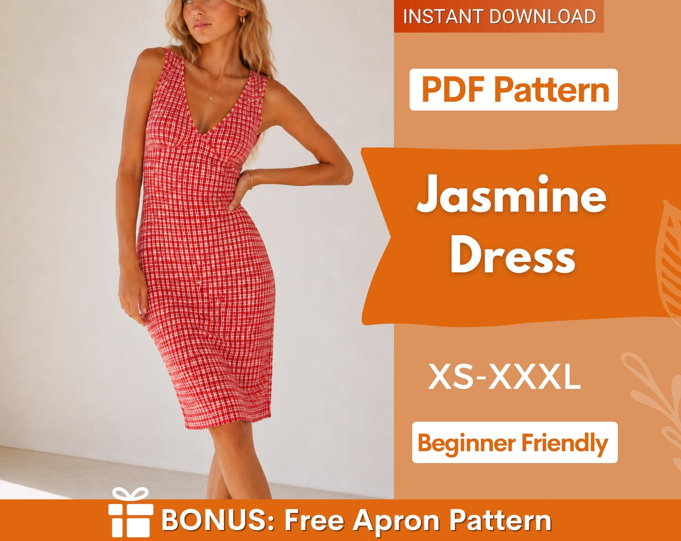 Jasmine Dress Sewing Pattern | Mini Dress Pattern | Midi Dress Pattern | Sewing Patterns | Women Patterns | Summer Dress