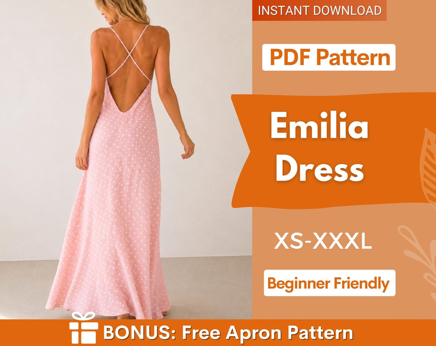 Emilia Dress Sewing Pattern | Women Dress Pattern | Sewing Patterns | Women Patterns | Prom Dress | Open Back Dress