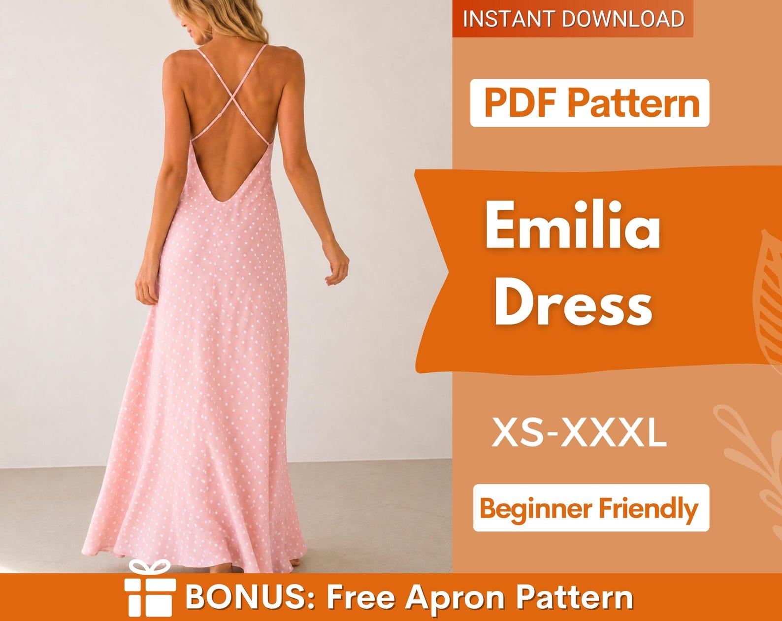 Emilia Dress Sewing Pattern | Women Dress Pattern | Sewing Patterns | Women Patterns | Prom Dress | Open Back Dress