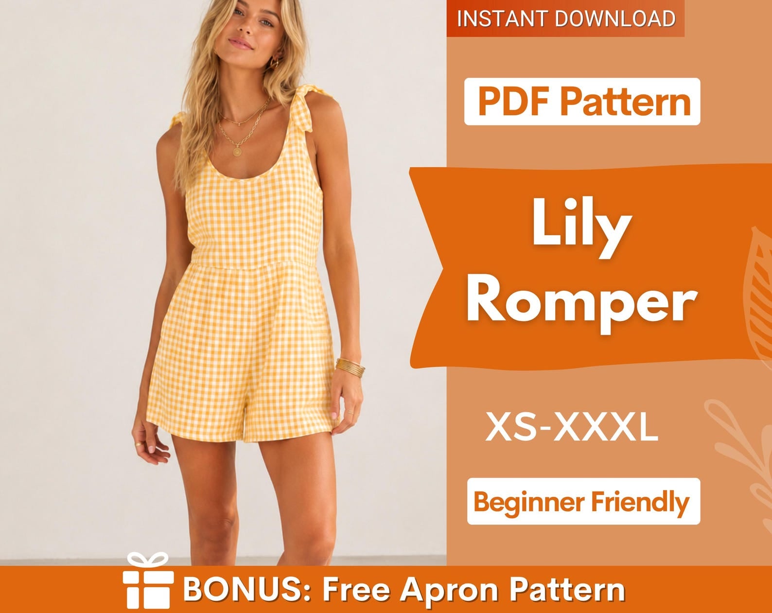 Lily Romper Sewing Pattern | Easy Romper | XS-XXXL | Summer Romper Pattern | Overalls Sewing pattern | Women Beginner Pattern