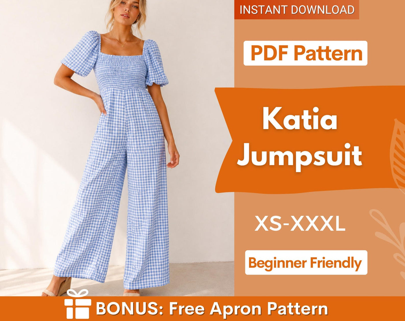 Jumpsuit Sewing Pattern | Overalls Pattern | Sewing Pattern for Women | Summer Pattern | Women Romper Sewing Pattern