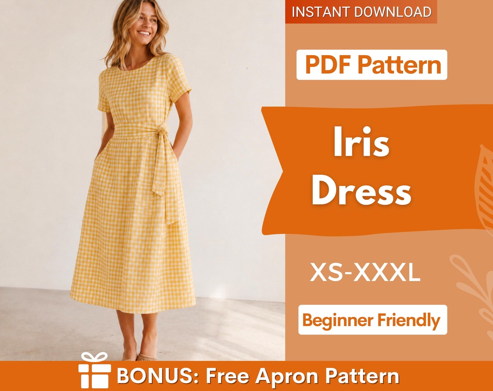 Dress with Pockets Sewing Pattern | Summer Dress | Linen Dress Sewing Pattern | Women Patterns | Women Dress with Sleeves