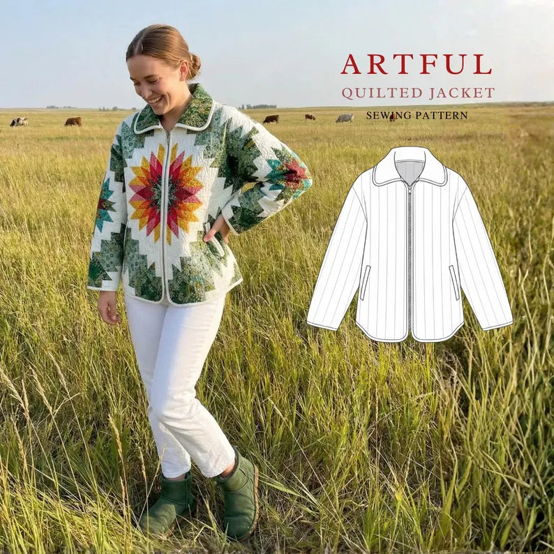 Artful Quilted Jacket Sewing Pattern | Beginner Friendly | Sizes XXS–5XL