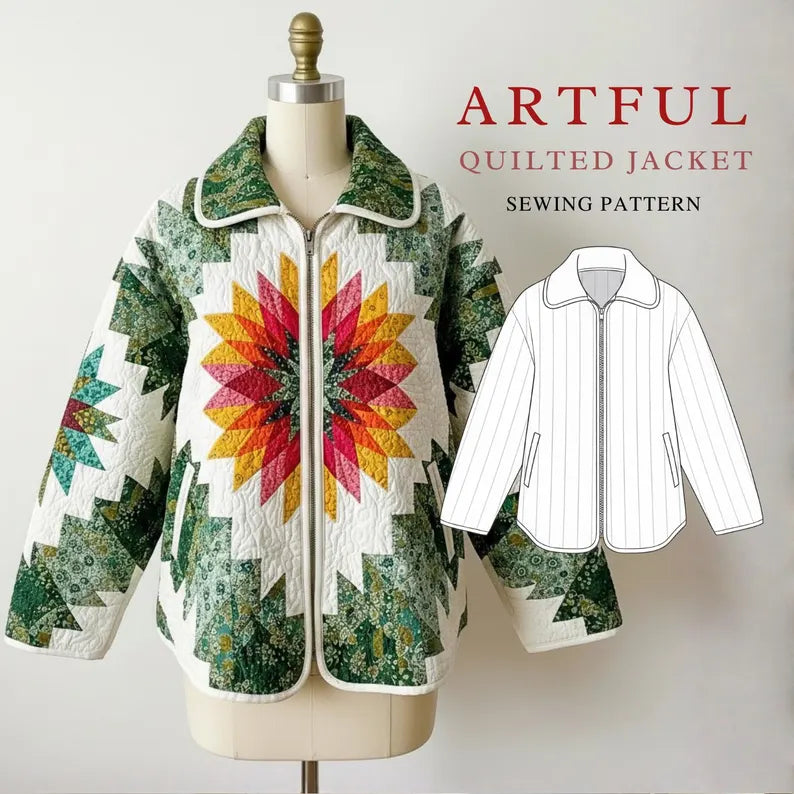 Artful Quilted Jacket Sewing Pattern | Beginner Friendly | Sizes XXS–5XL